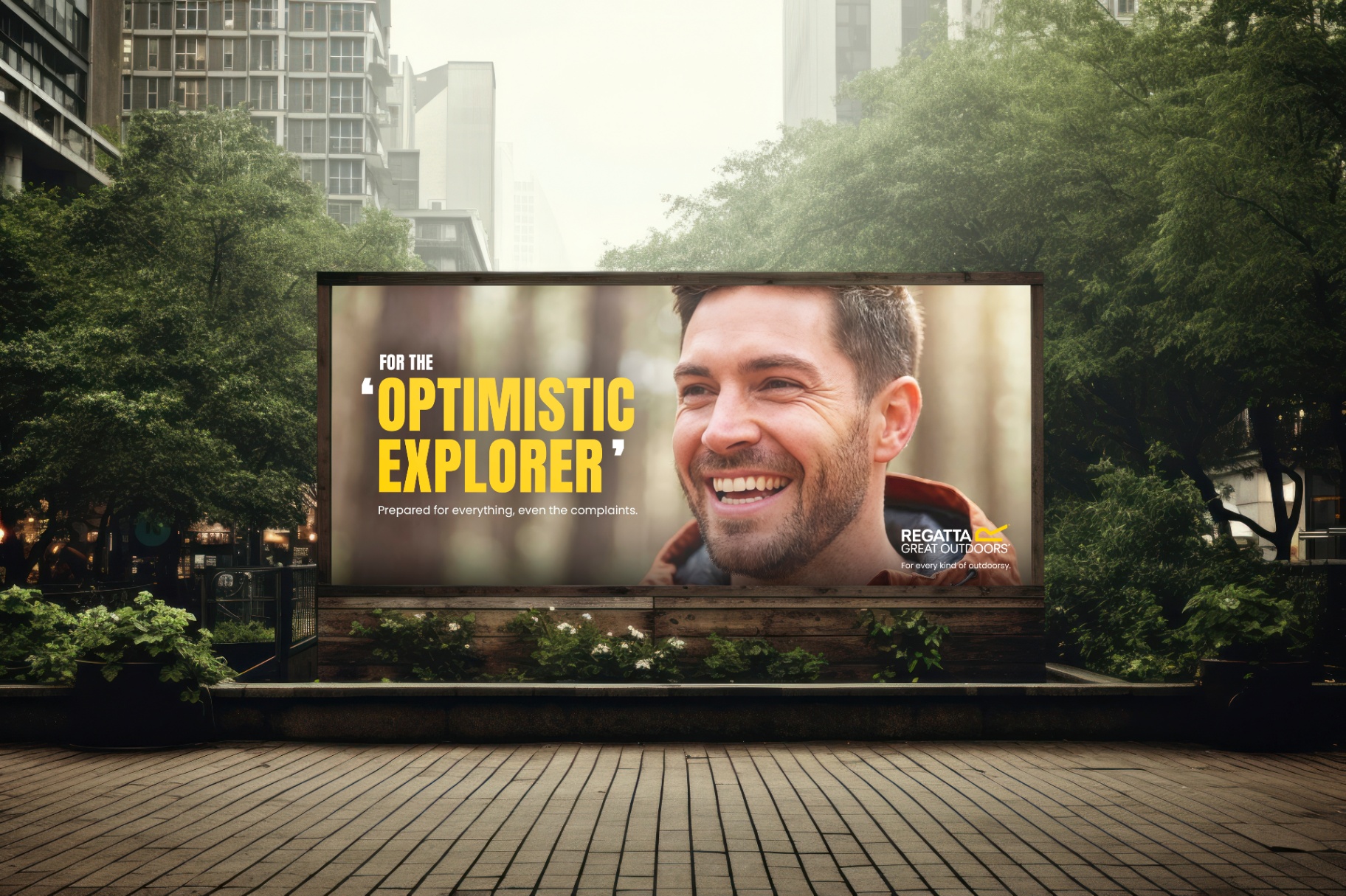 Regatta campaign billboard — THE OPTIMISTIC EXPLORER.